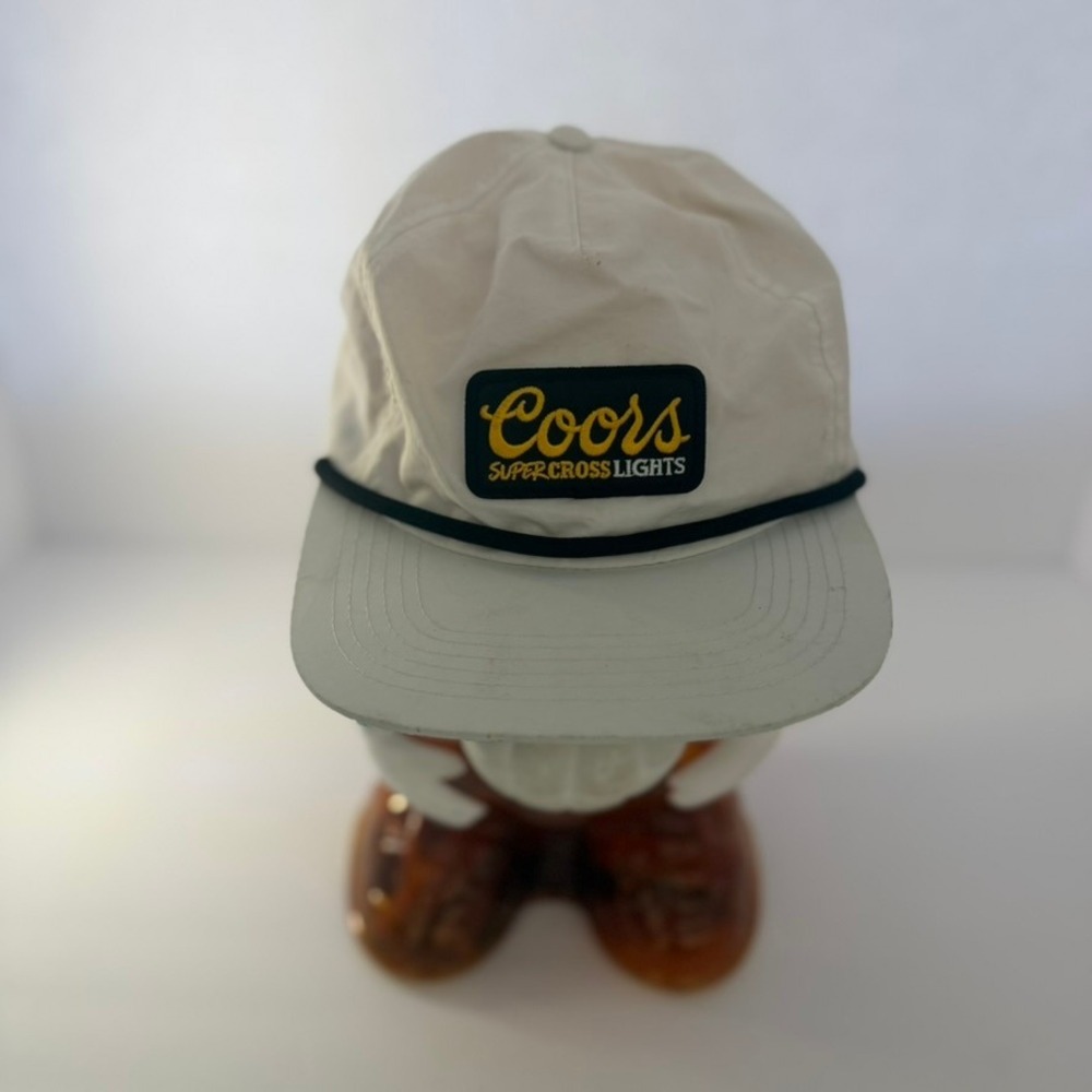 Vintage Coors Supercross Lights Snapback Hat Webig Inc Racing Rope Cap Cream